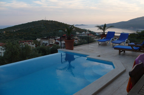 Sunset from pool terrace Kalkan