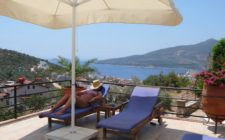Private terrace with sweeping sea views to relax on sun loungers