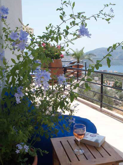 Relax on beanbag in shade at Kalkan holiday villa pool terrace