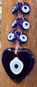 Turkish blue glass hearts